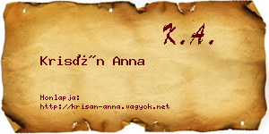 Krisán Anna névjegykártya